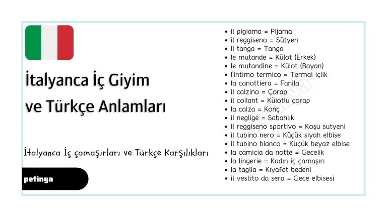italyanca ic giyim italyanca ic camasirlari ve turkce anlamlari