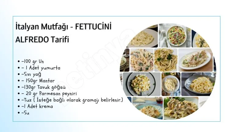 fettucini alfredo tarifi