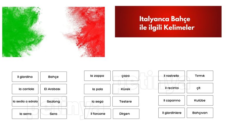 italyanca bahce ile ilgili kelimeler