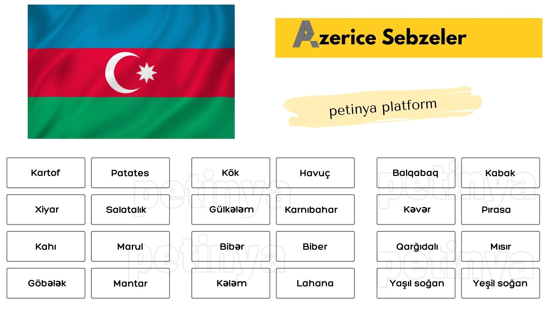 Azerice Sebzeler ve Türkçe Anlamları