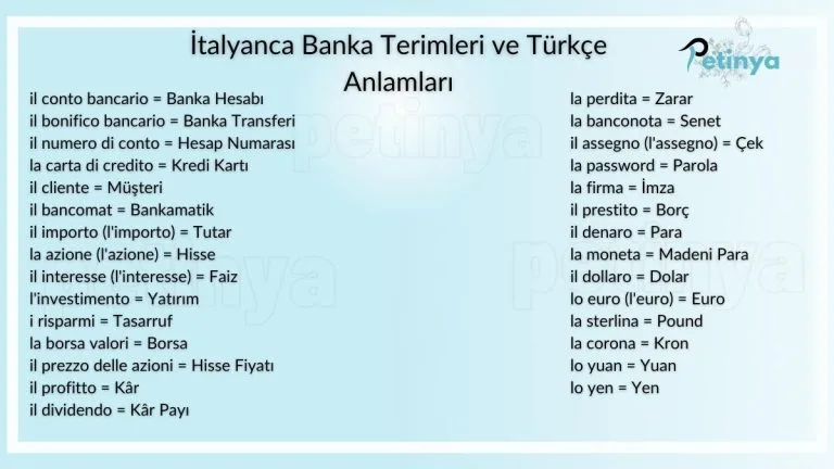 italyanca banka terimleri