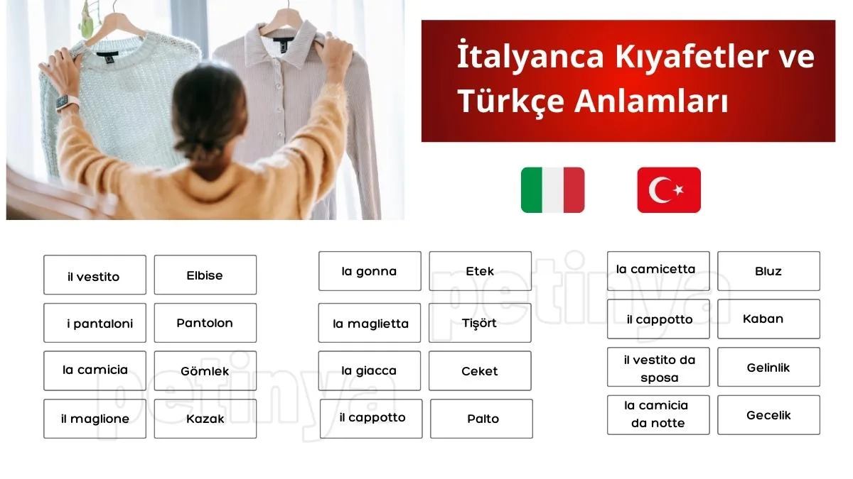 İtalyanca Kıyafetler ve Türkçe Anlamları
