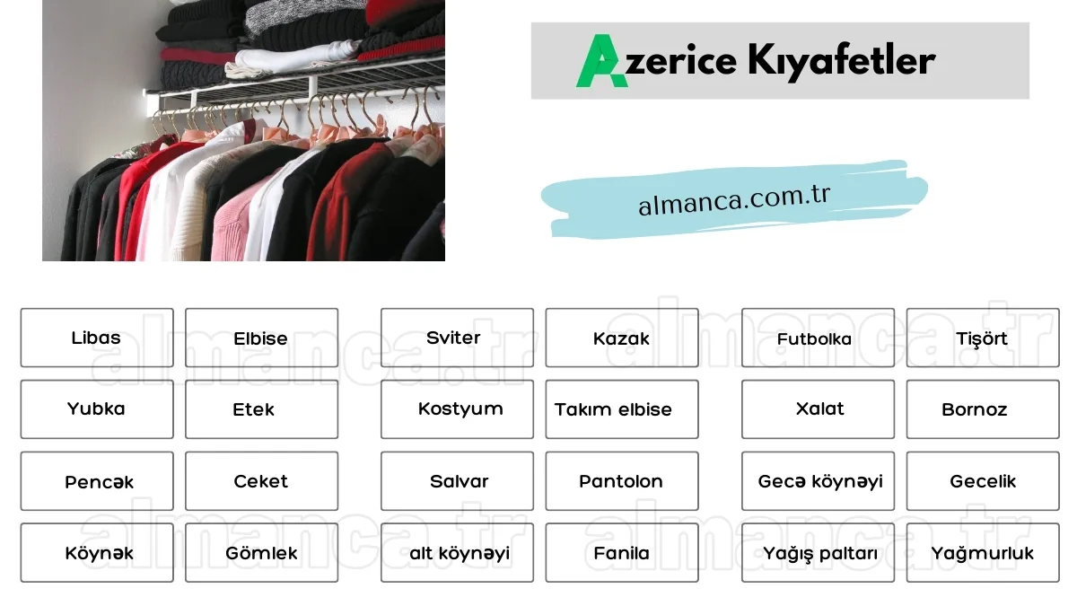 Azerice Kıyafetler ve Türkçe Anlamları