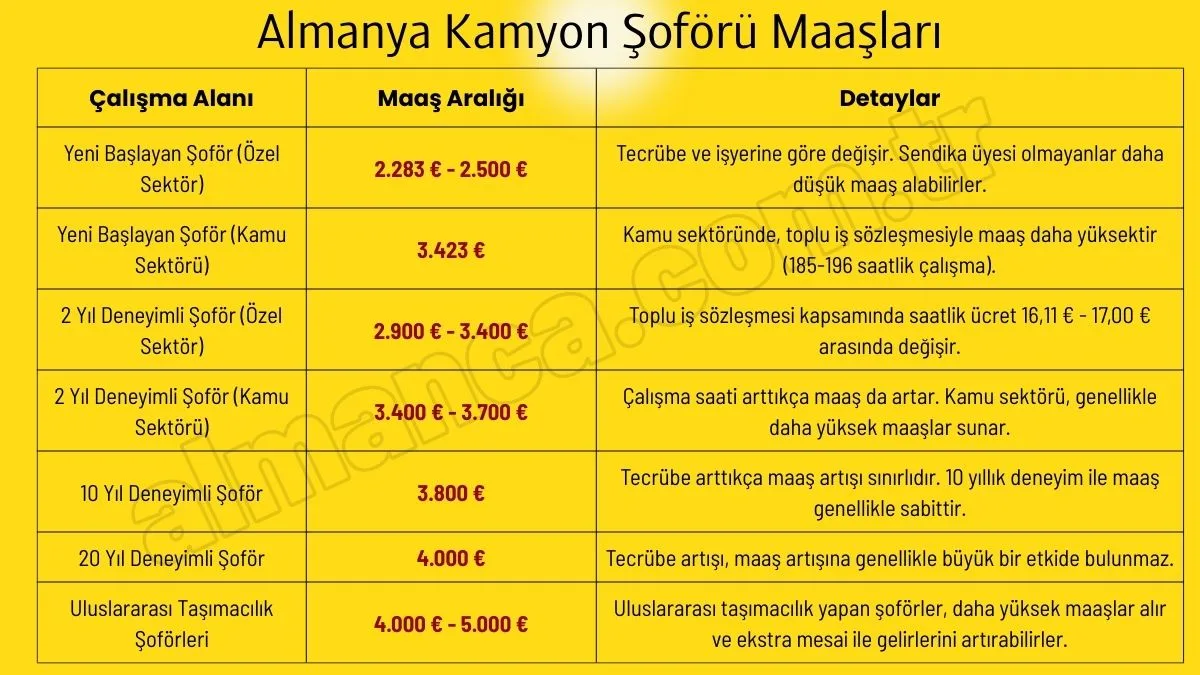 Almanya Kamyon Şoförü Maaşları - Almanya Kamyon Şoförü Maaşı 2025