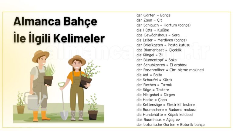 Almanca Bahçe İle İlgili Kelimeler