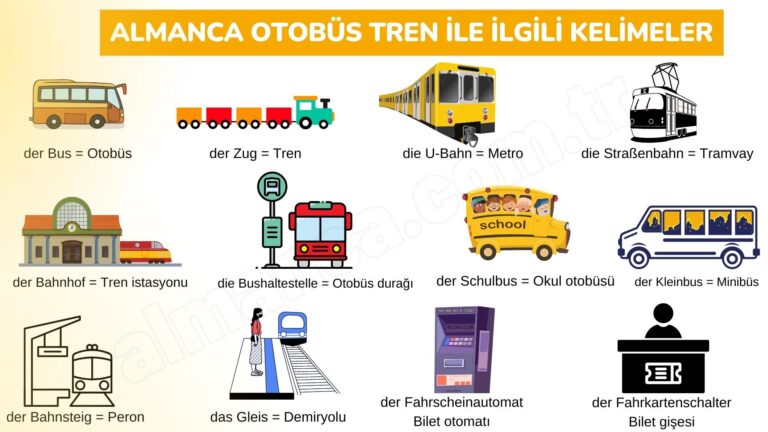 Almanca Otobüs Tren İle İlgili Kelimeler