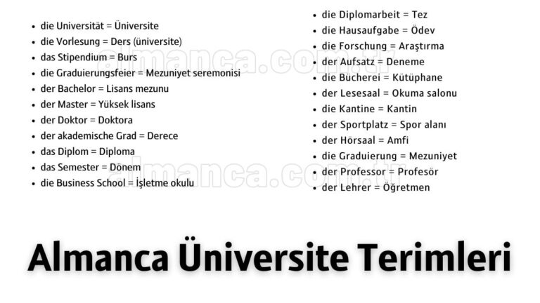 Almanca Üniversite Terimleri